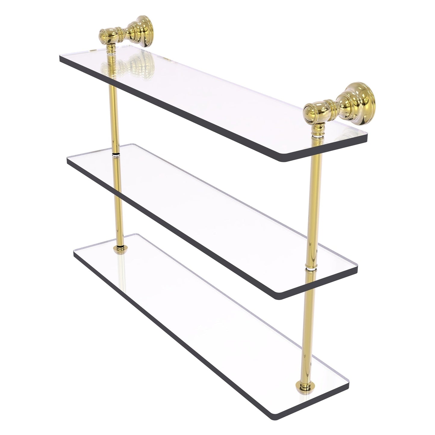 Allied Brass Carolina 22" x 5.54" Unlacquered Brass Solid Brass Triple Glass Shelf