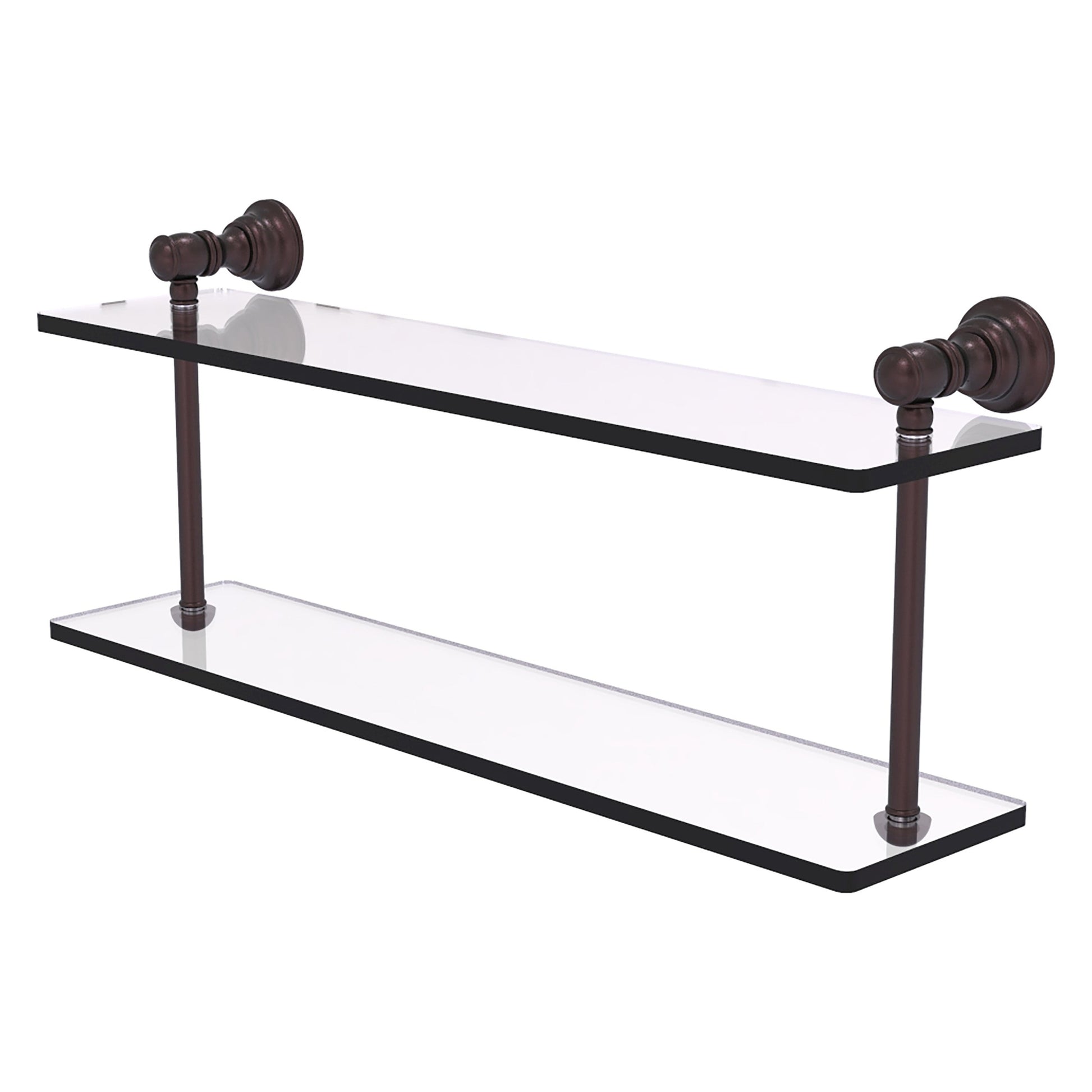 Allied Brass Carolina 22" x 5.6" Antique Bronze Solid Brass Two-Tiered Glass Shelf