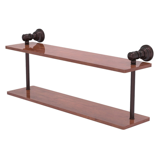 Allied Brass Carolina 22" x 5.6" Antique Bronze Solid Brass Two-Tiered Wood Shelf