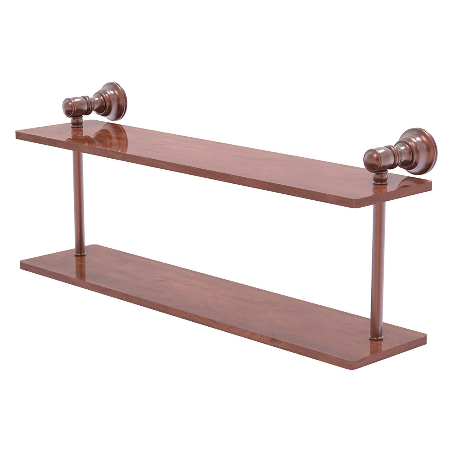 Allied Brass Carolina 22" x 5.6" Antique Copper Solid Brass Two-Tiered Wood Shelf