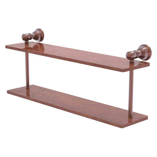 Allied Brass Carolina 22" x 5.6" Antique Copper Solid Brass Two-Tiered Wood Shelf