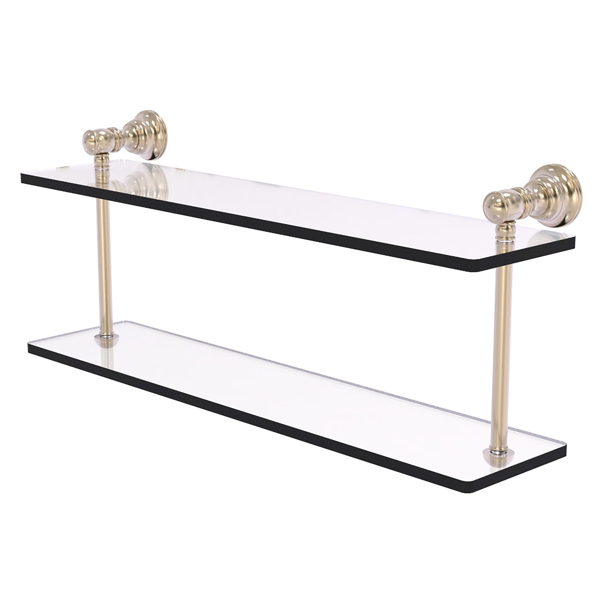 Allied Brass Carolina 22" x 5.6" Antique Pewter Solid Brass Two-Tiered Glass Shelf