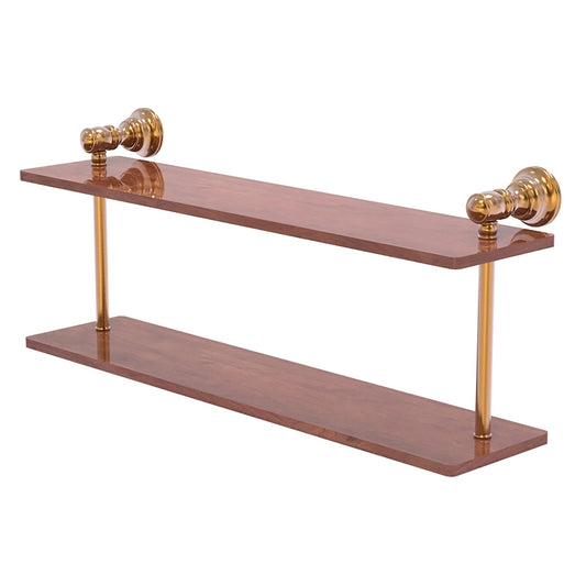 Allied Brass Carolina 22" x 5.6" Brushed Bronze Solid Brass Two-Tiered Wood Shelf