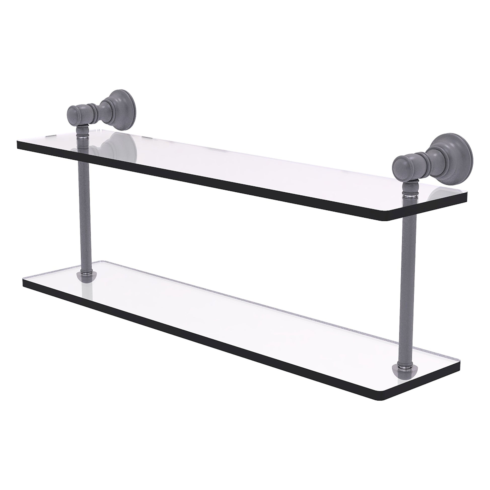Allied Brass Carolina 22" x 5.6" Matte Gray Solid Brass Two-Tiered Glass Shelf