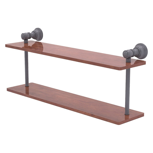Allied Brass Carolina 22" x 5.6" Matte Gray Solid Brass Two-Tiered Wood Shelf