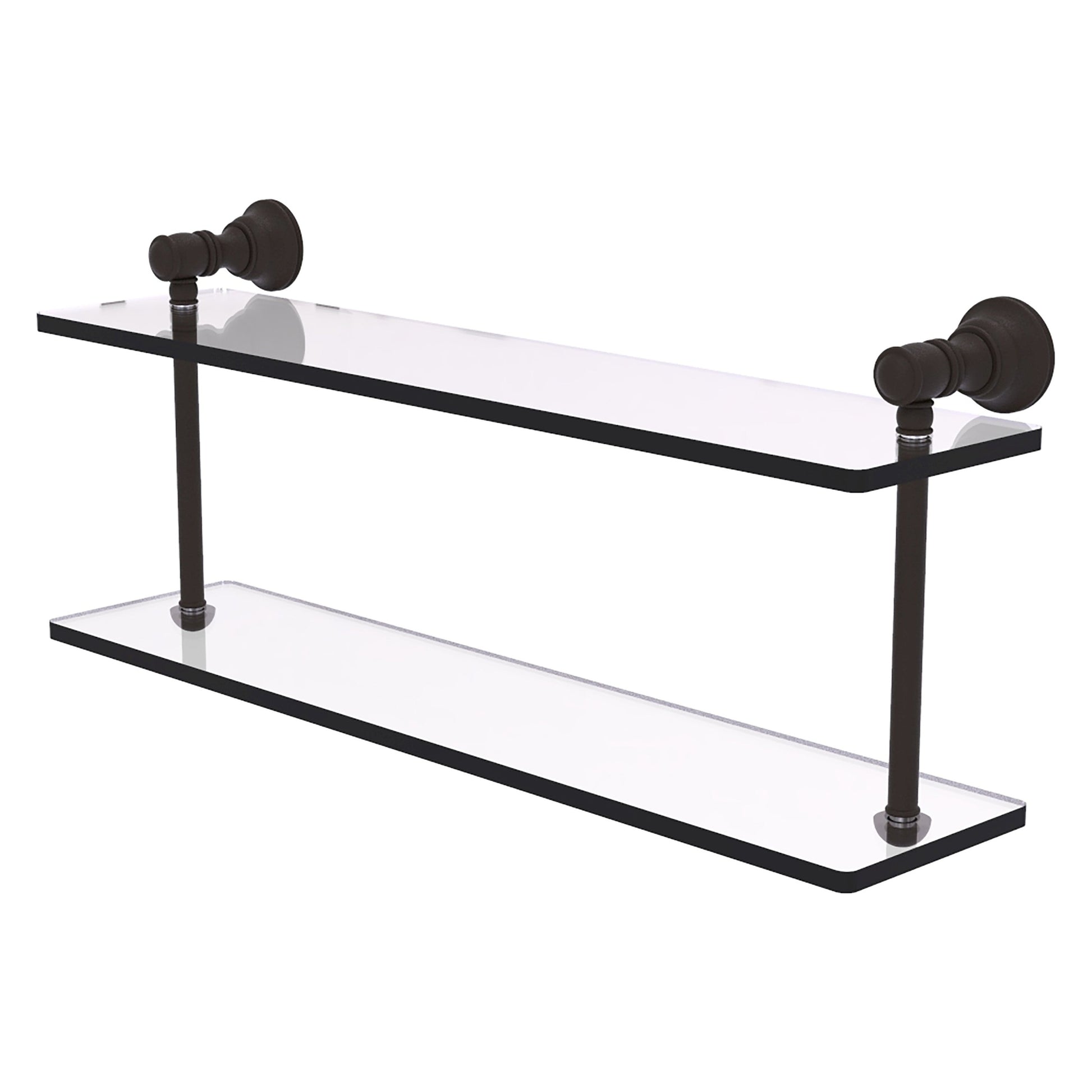 Allied Brass Carolina 22" x 5.6" Oil Rubbed Bronze Solid Brass Two-Tiered Glass Shelf