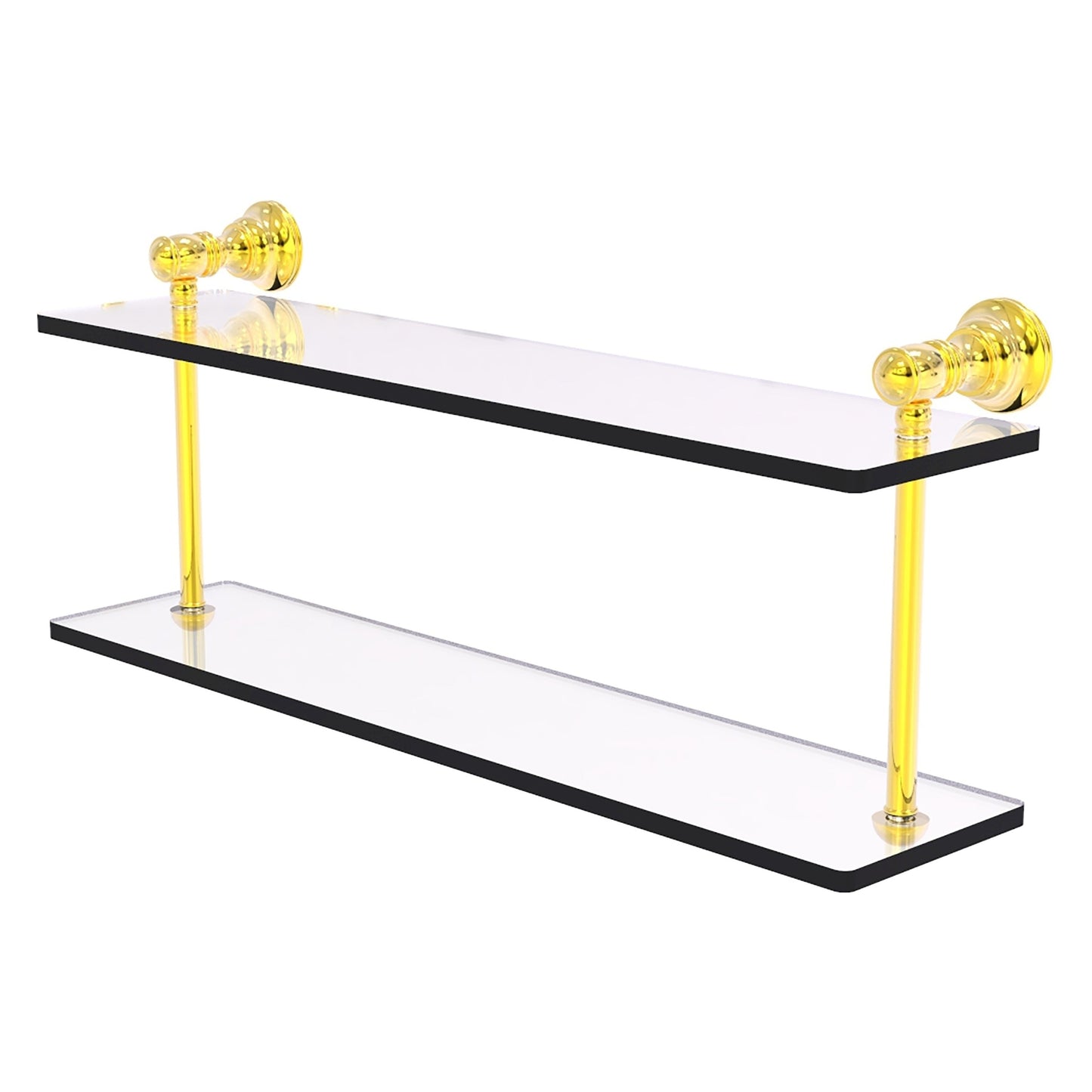 Allied Brass Carolina 22" x 5.6" Polished Brass Solid Brass Two-Tiered Glass Shelf
