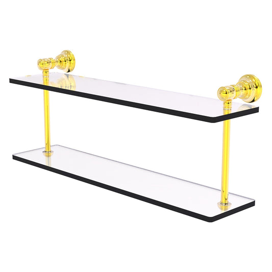 Allied Brass Carolina 22" x 5.6" Polished Brass Solid Brass Two-Tiered Glass Shelf