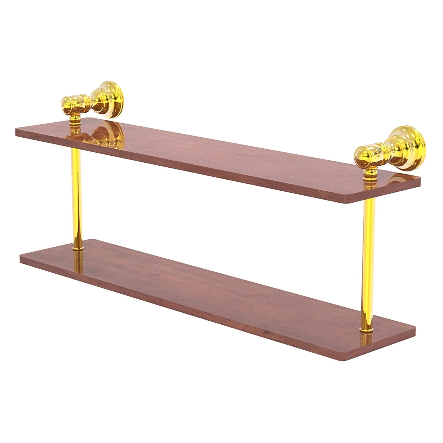 Allied Brass Carolina 22" x 5.6" Polished Brass Solid Brass Two-Tiered Wood Shelf
