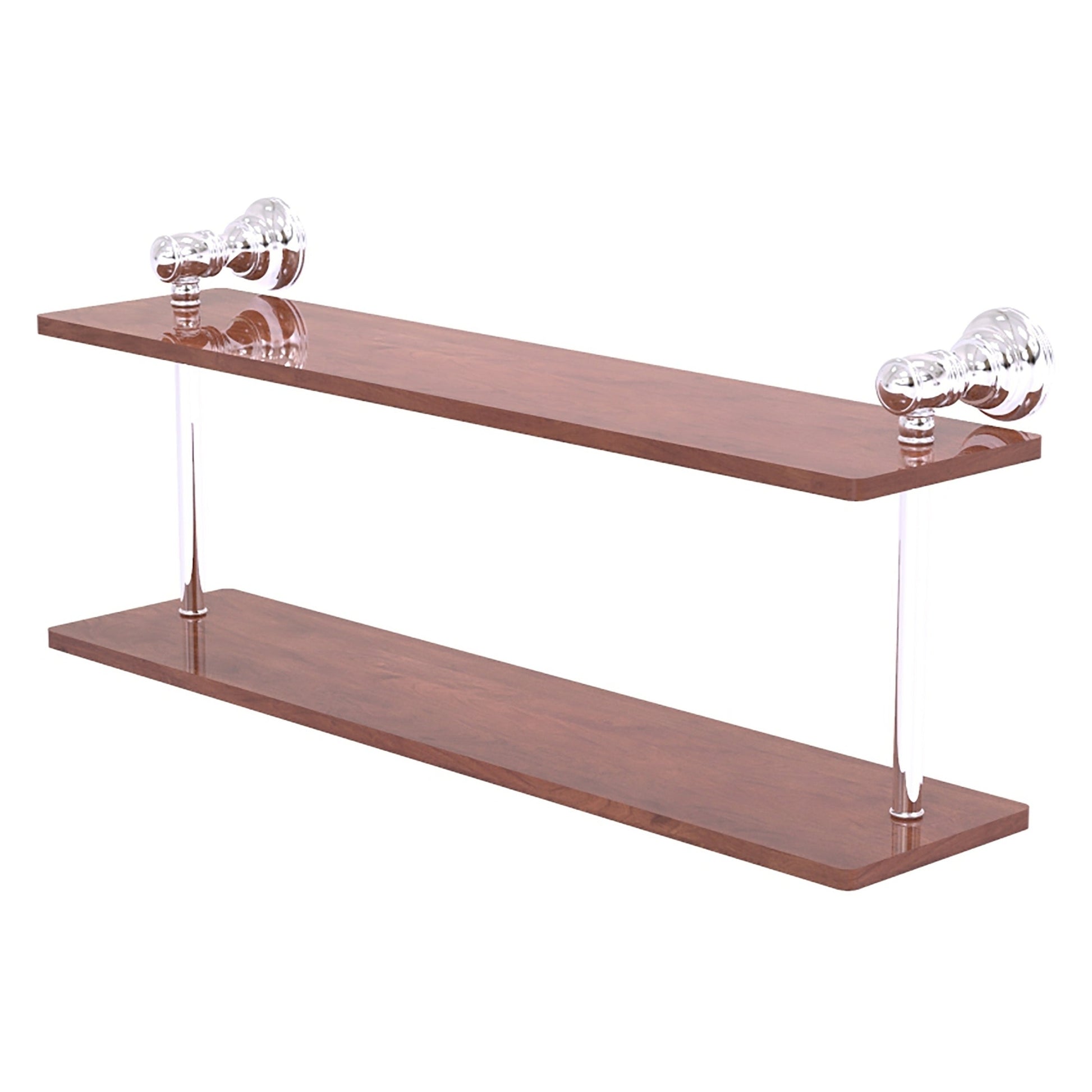 Allied Brass Carolina 22" x 5.6" Polished Chrome Solid Brass Two-Tiered Wood Shelf