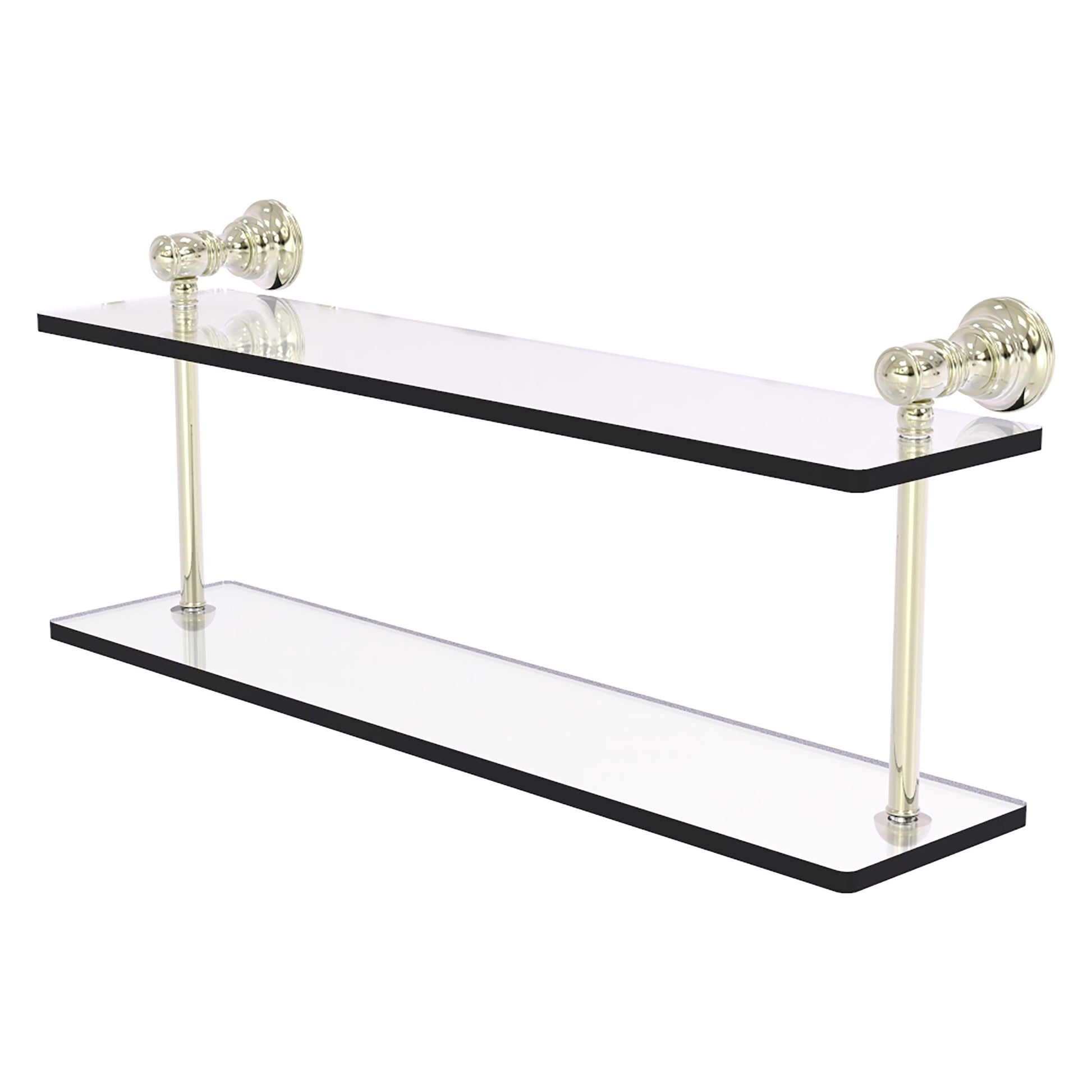 Allied Brass Carolina 22" x 5.6" Polished Nickel Solid Brass Two-Tiered Glass Shelf