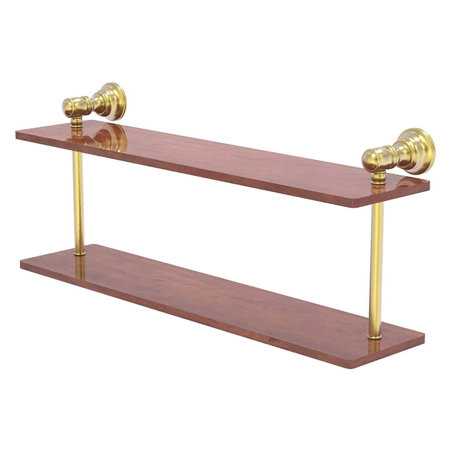 Allied Brass Carolina 22" x 5.6" Satin Brass Solid Brass Two-Tiered Wood Shelf