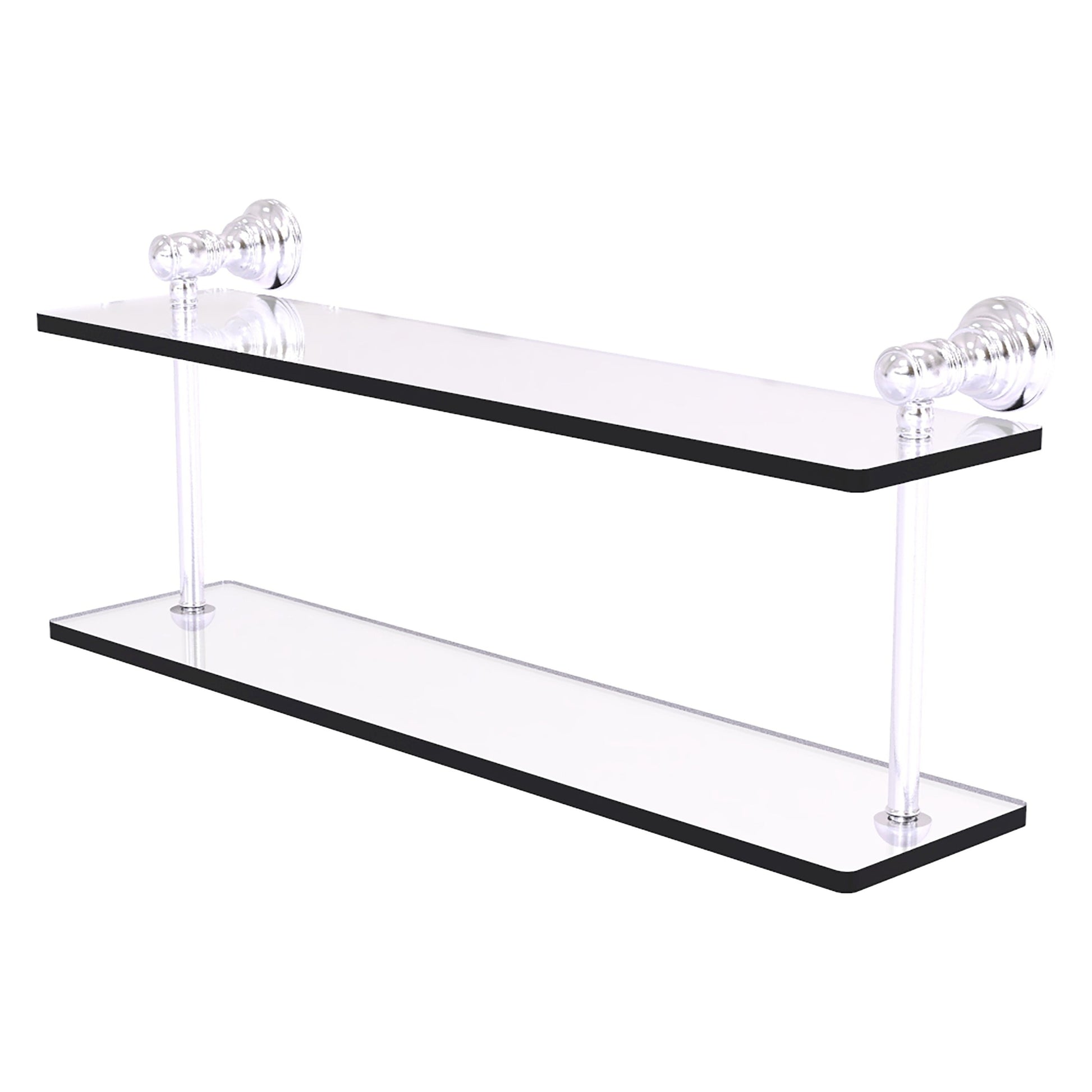 Allied Brass Carolina 22" x 5.6" Satin Chrome Solid Brass Two-Tiered Glass Shelf