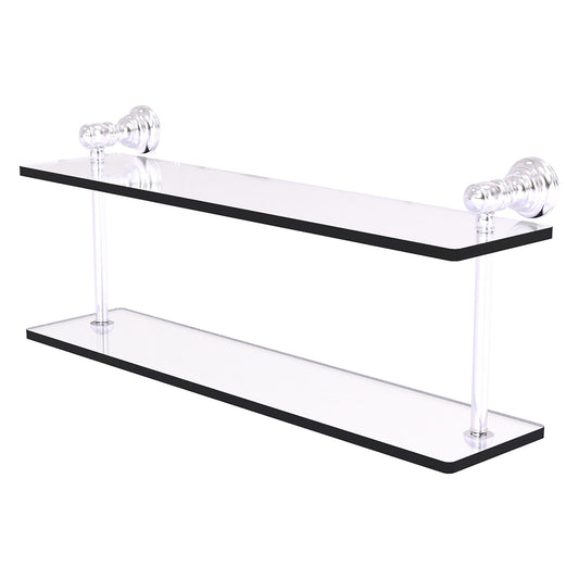 Allied Brass Carolina 22" x 5.6" Satin Chrome Solid Brass Two-Tiered Glass Shelf