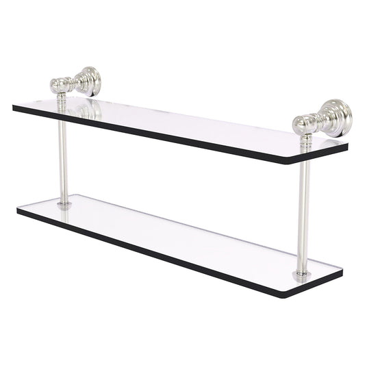 Allied Brass Carolina 22" x 5.6" Satin Nickel Solid Brass Two-Tiered Glass Shelf