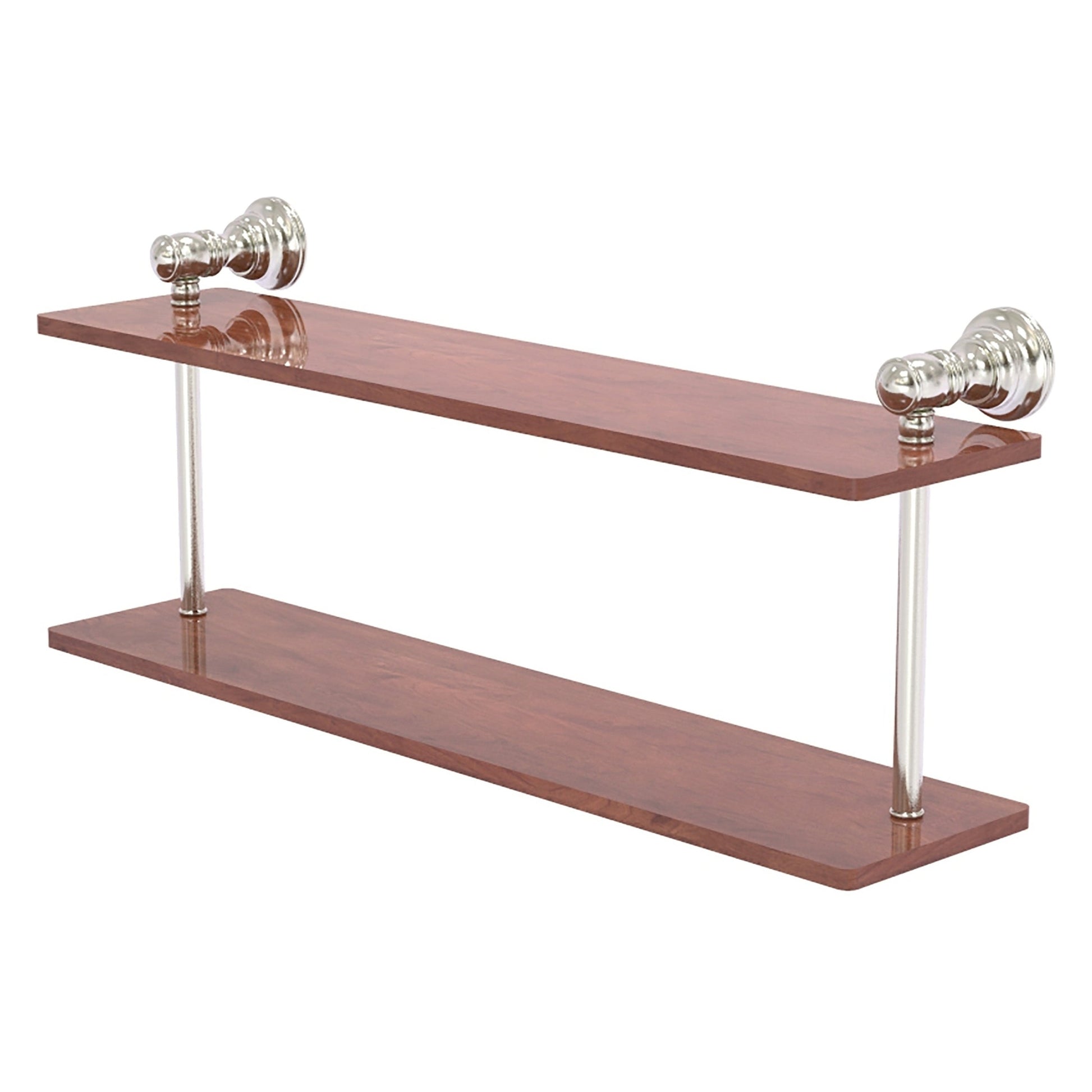 Allied Brass Carolina 22" x 5.6" Satin Nickel Solid Brass Two-Tiered Wood Shelf
