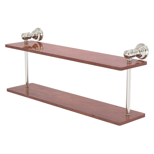 Allied Brass Carolina 22" x 5.6" Satin Nickel Solid Brass Two-Tiered Wood Shelf