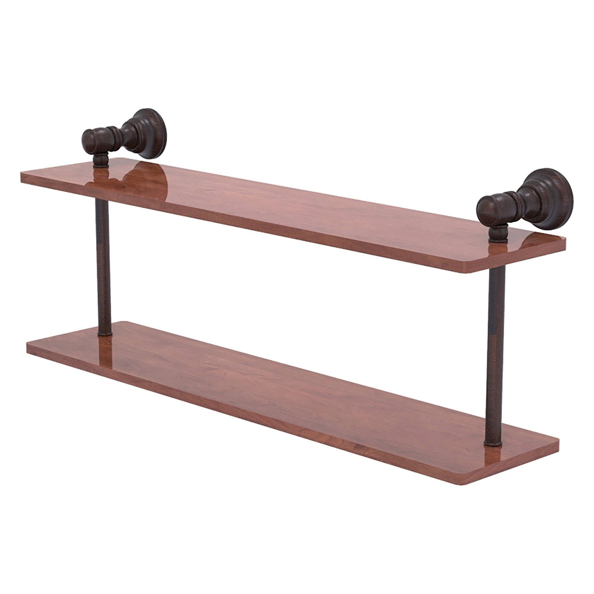 Allied Brass Carolina 22" x 5.6" Venetian Bronze Solid Brass Two-Tiered Wood Shelf