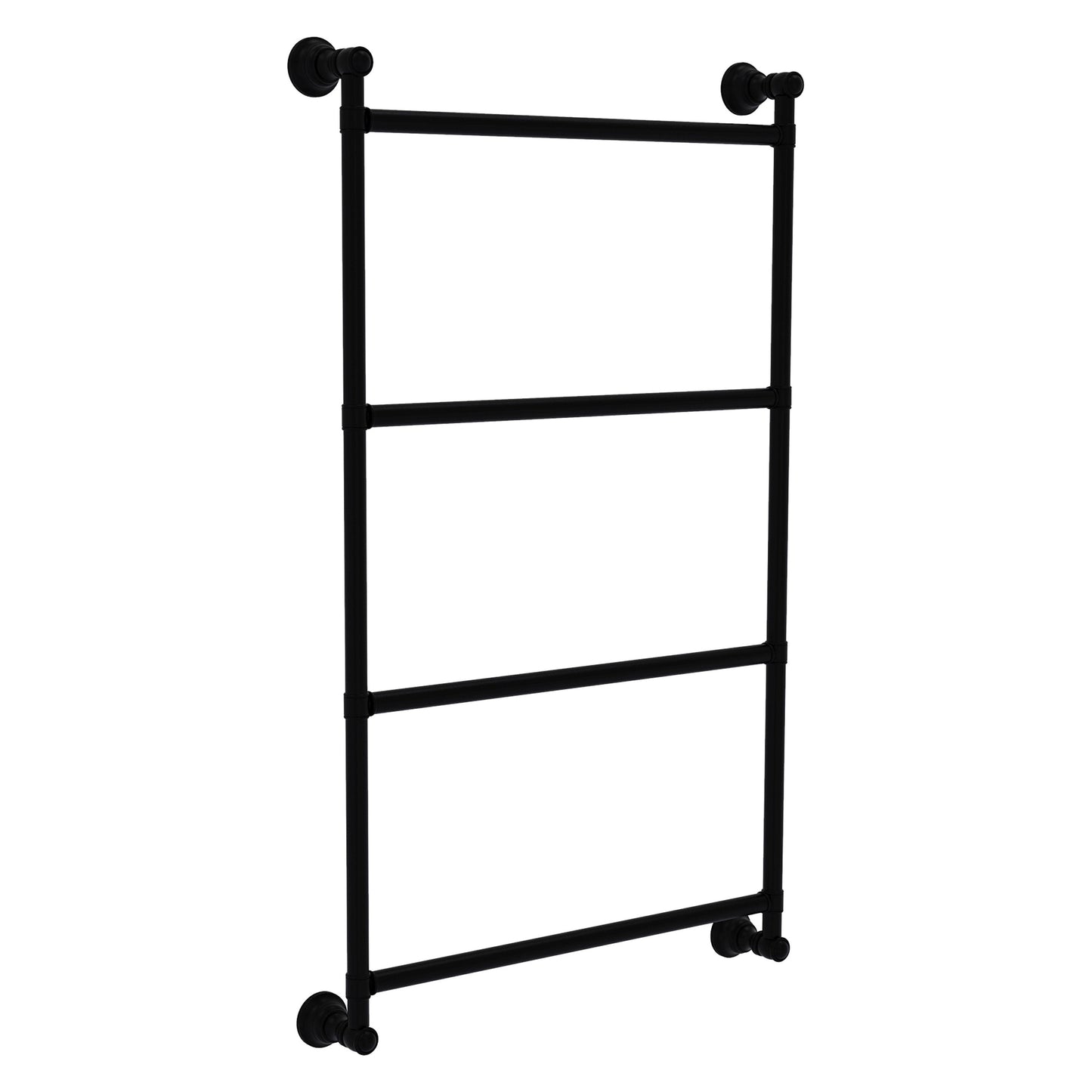 Allied Brass Carolina 24" x 3.3" Matte Black Solid Brass 4-Tier Ladder Towel Bar