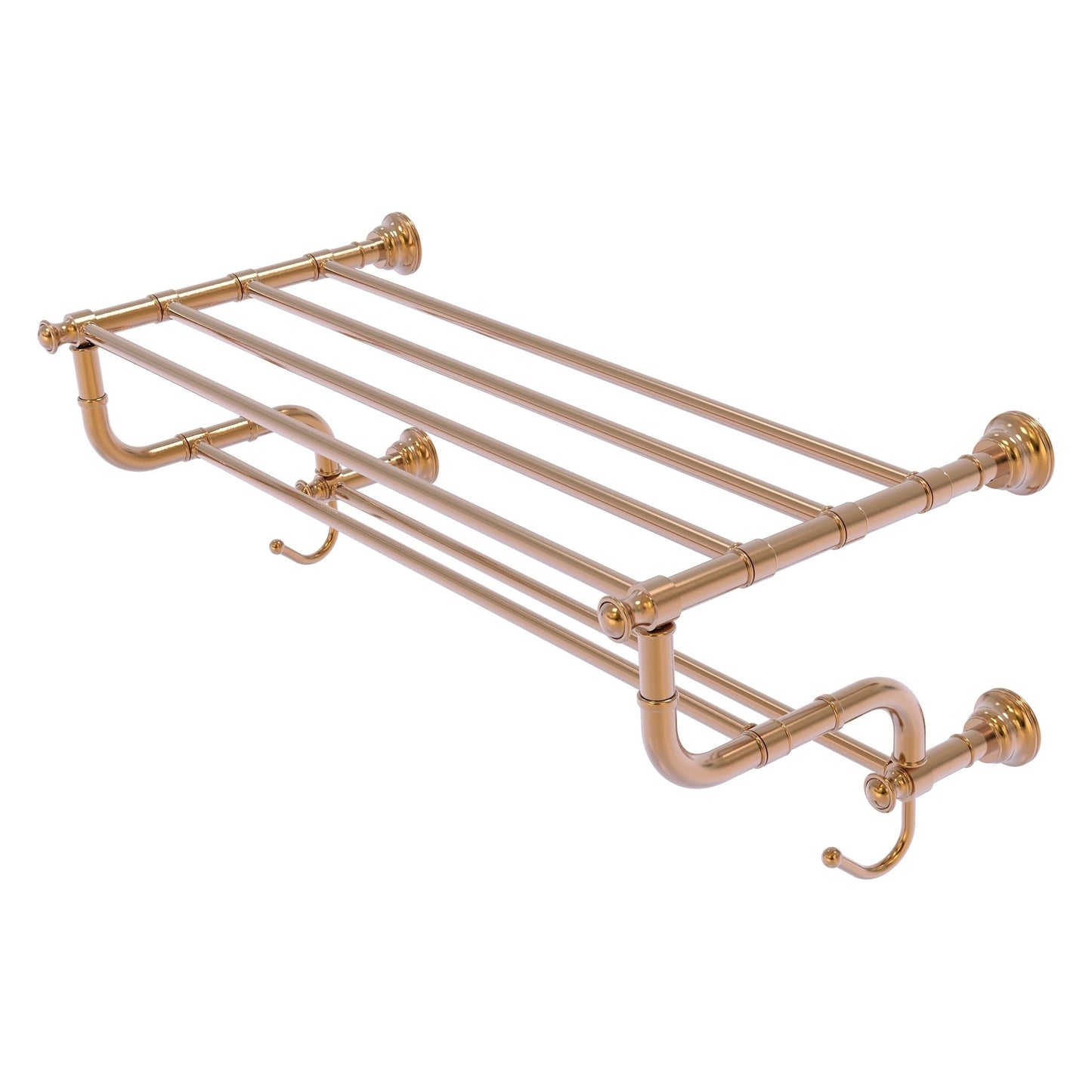 Allied Brass Carolina 26" x 12.5" Brushed Bronze Solid Brass Towel Shelf With Double Towel Bar