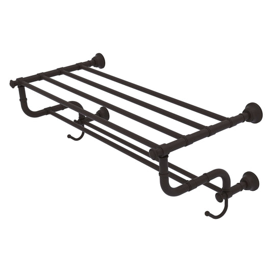 Allied Brass Carolina 26" x 12.5" Oil Rubbed Bronze Solid Brass Towel Shelf With Double Towel Bar