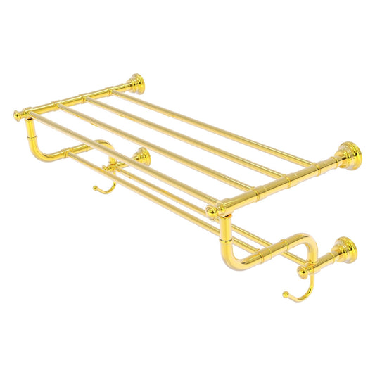 Allied Brass Carolina 26" x 12.5" Polished Brass Solid Brass Towel Shelf With Double Towel Bar