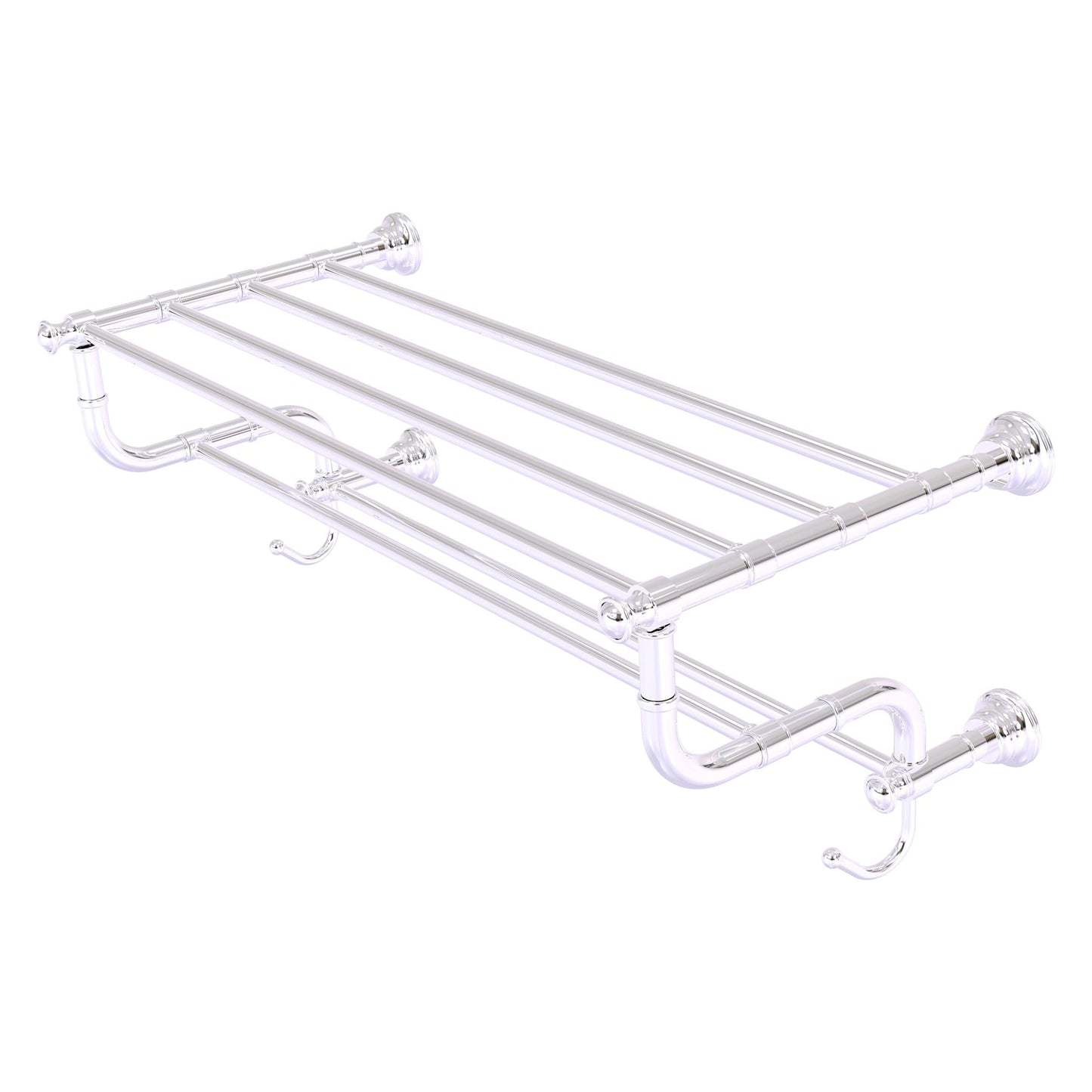 Allied Brass Carolina 26" x 12.5" Polished Chrome Solid Brass Towel Shelf With Double Towel Bar