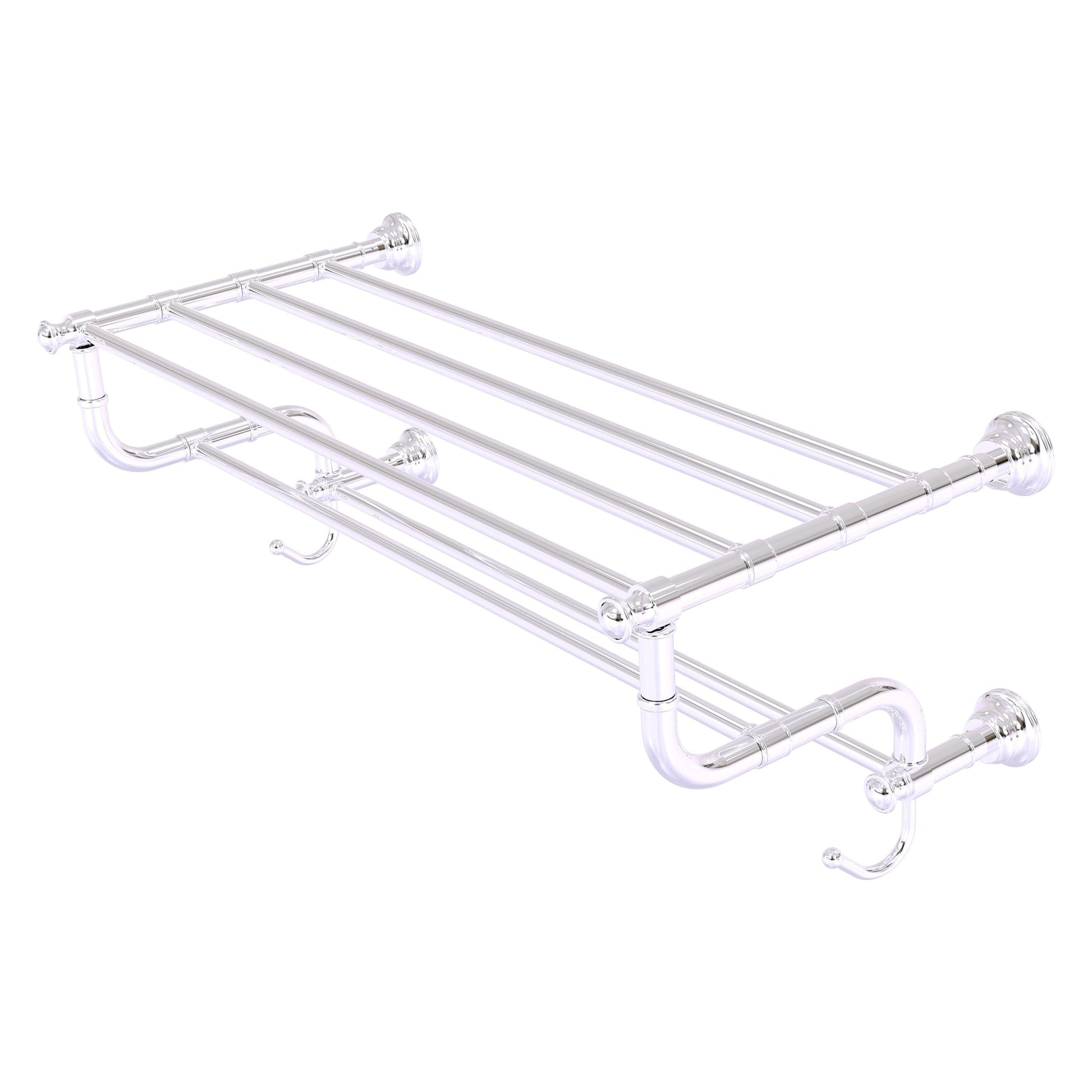 Allied Brass Carolina 26" x 12.5" Polished Chrome Solid Brass Towel Shelf With Double Towel Bar