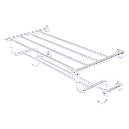 Allied Brass Carolina 26" x 12.5" Polished Chrome Solid Brass Towel Shelf With Double Towel Bar