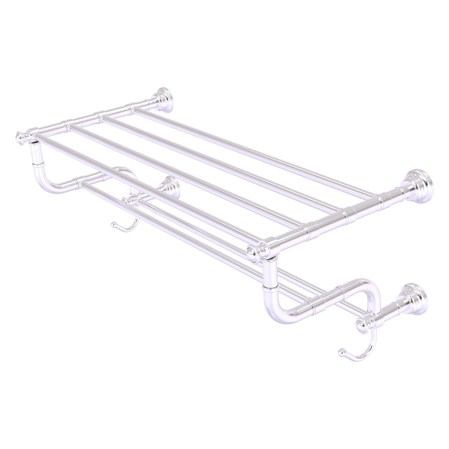 Allied Brass Carolina 26" x 12.5" Satin Chrome Solid Brass Towel Shelf With Double Towel Bar