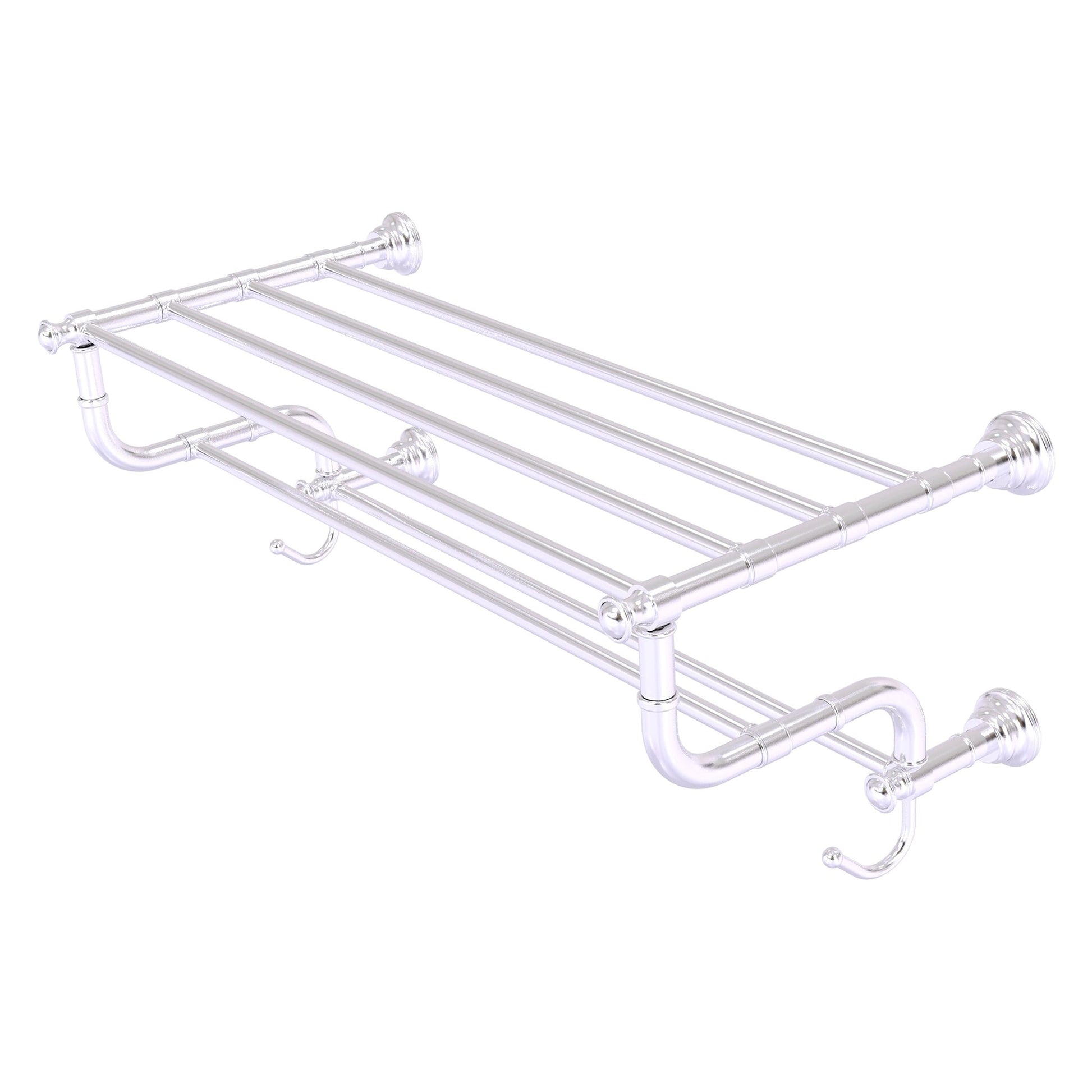 Allied Brass Carolina 26" x 12.5" Satin Chrome Solid Brass Towel Shelf With Double Towel Bar