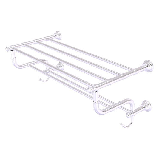 Allied Brass Carolina 26" x 12.5" Satin Chrome Solid Brass Towel Shelf With Double Towel Bar