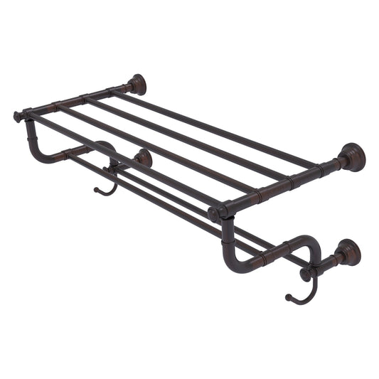 Allied Brass Carolina 26" x 12.5" Venetian Bronze Solid Brass Towel Shelf With Double Towel Bar