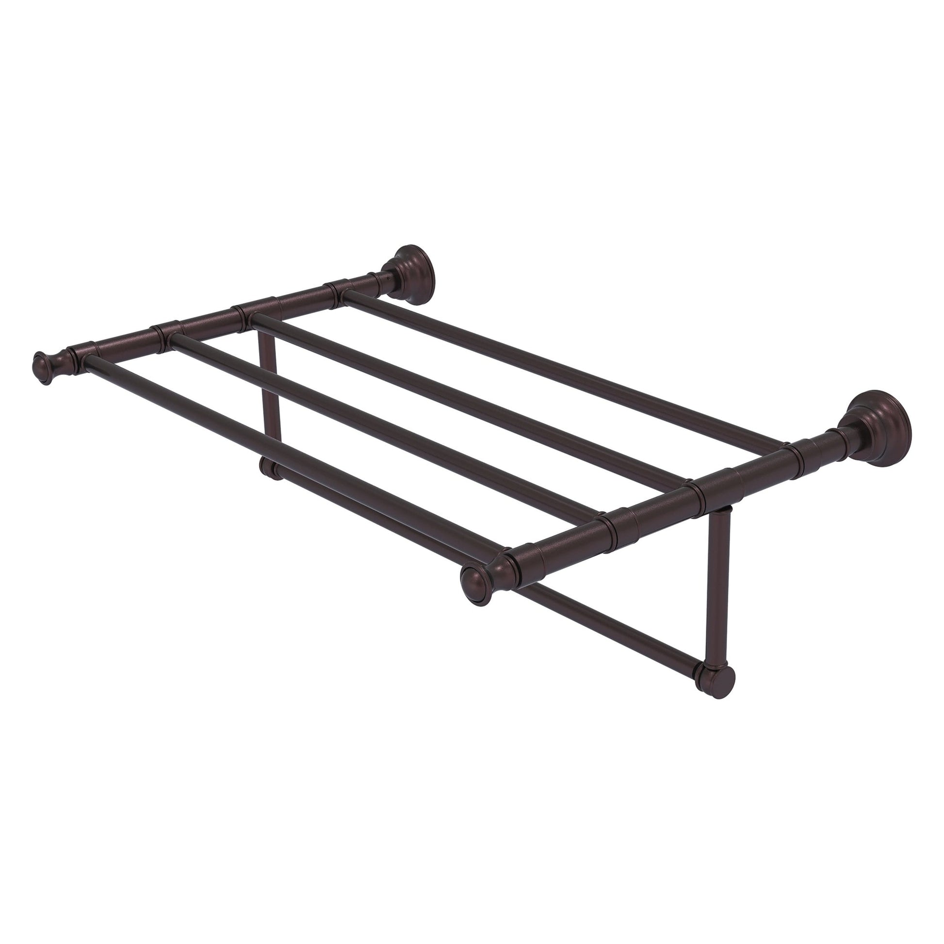 Allied Brass Carolina 26" x 13.7" Antique Bronze Solid Brass Towel Shelf With Integrated Towel Bar