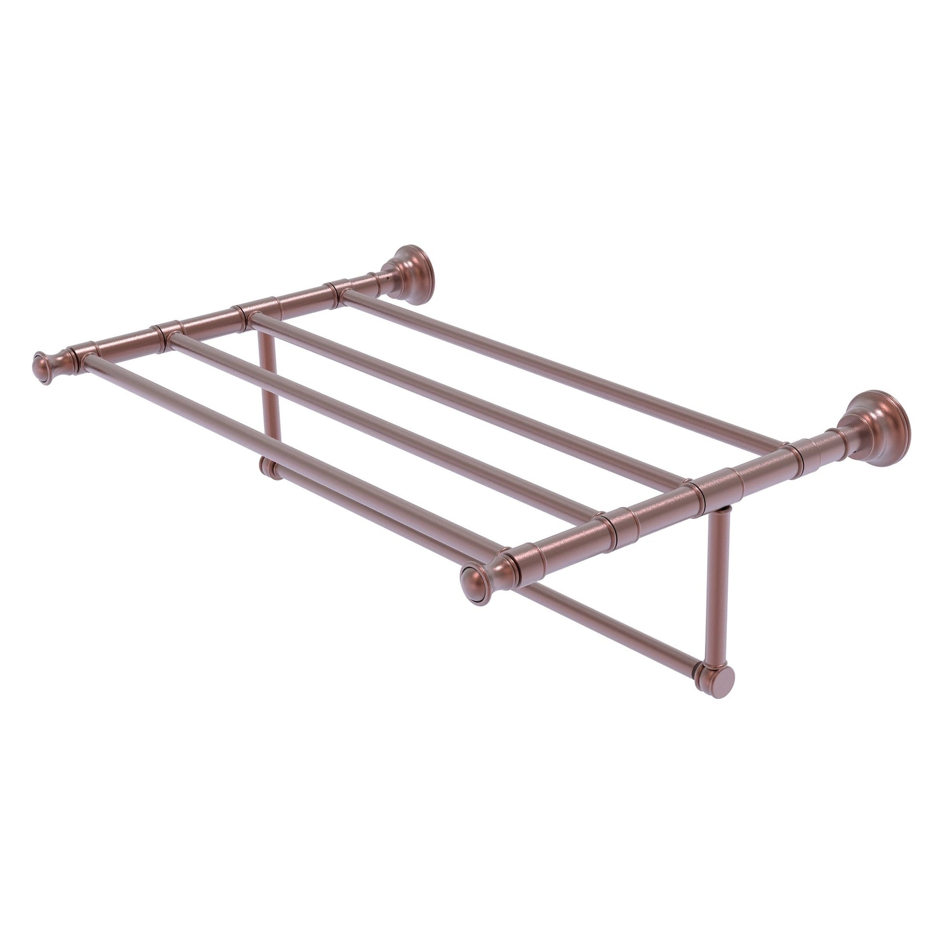 Allied Brass Carolina 26" x 13.7" Antique Copper Solid Brass Towel Shelf With Integrated Towel Bar