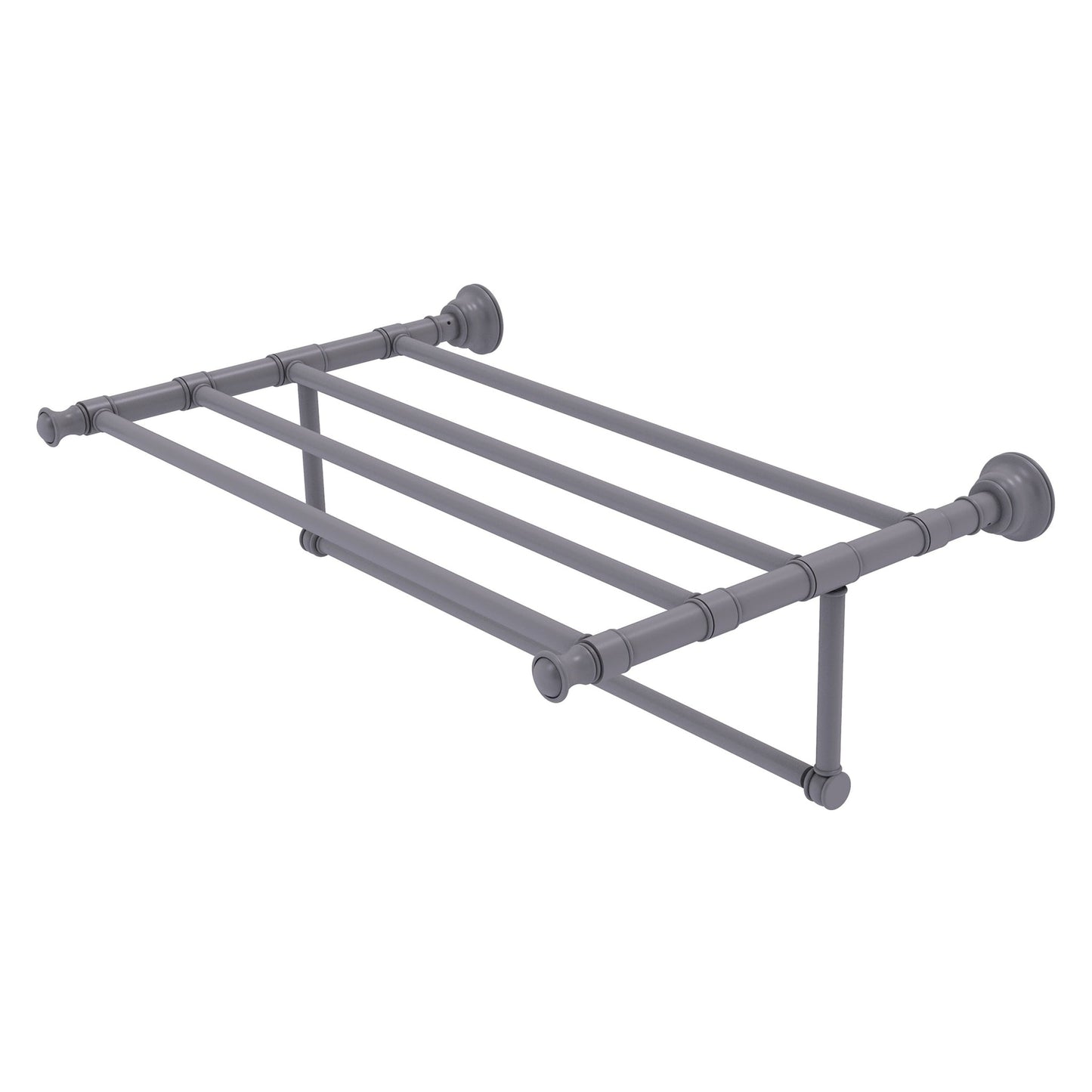 Allied Brass Carolina 26" x 13.7" Matte Gray Solid Brass Towel Shelf With Integrated Towel Bar