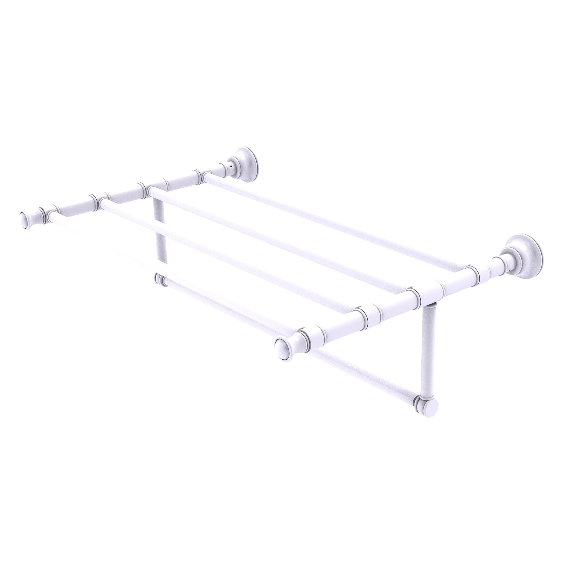 Allied Brass Carolina 26" x 13.7" Matte White Solid Brass Towel Shelf With Integrated Towel Bar