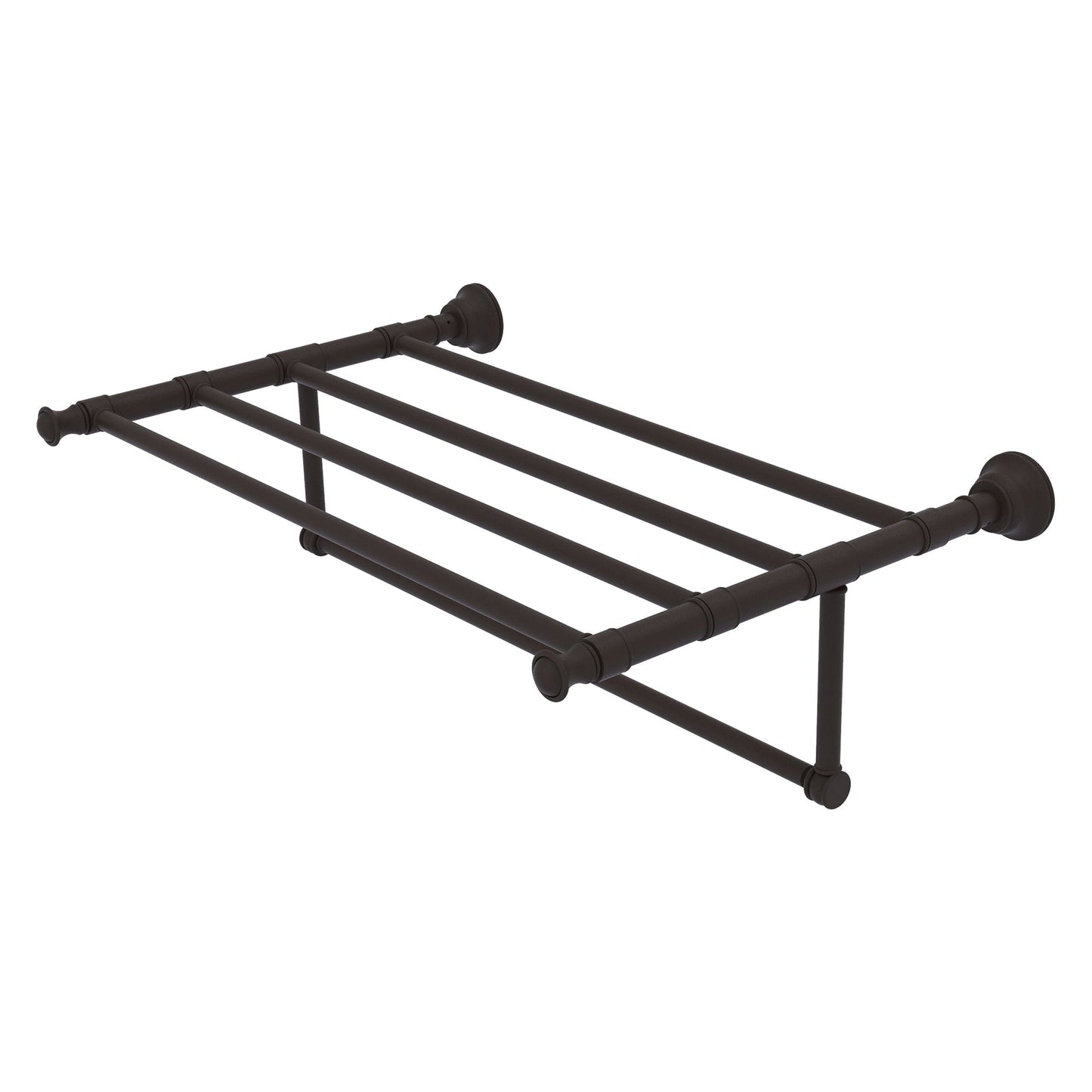 Allied Brass Carolina 26" x 13.7" Oil Rubbed Bronze Solid Brass Towel Shelf With Integrated Towel Bar