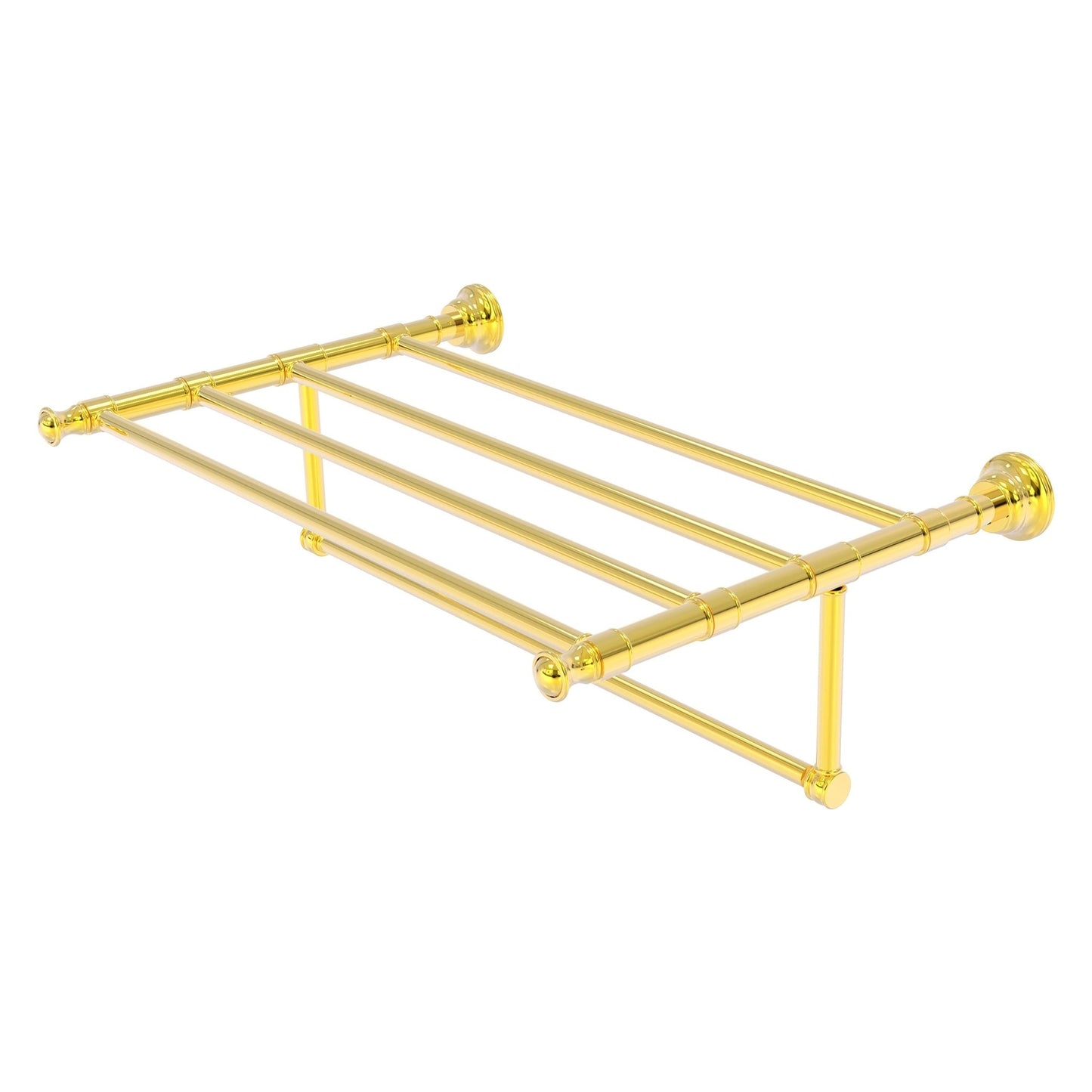 Allied Brass Carolina 26" x 13.7" Polished Brass Solid Brass Towel Shelf With Integrated Towel Bar