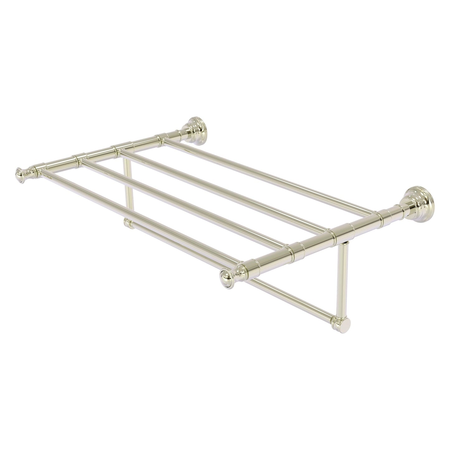 Allied Brass Carolina 26" x 13.7" Polished Nickel Solid Brass Towel Shelf With Integrated Towel Bar