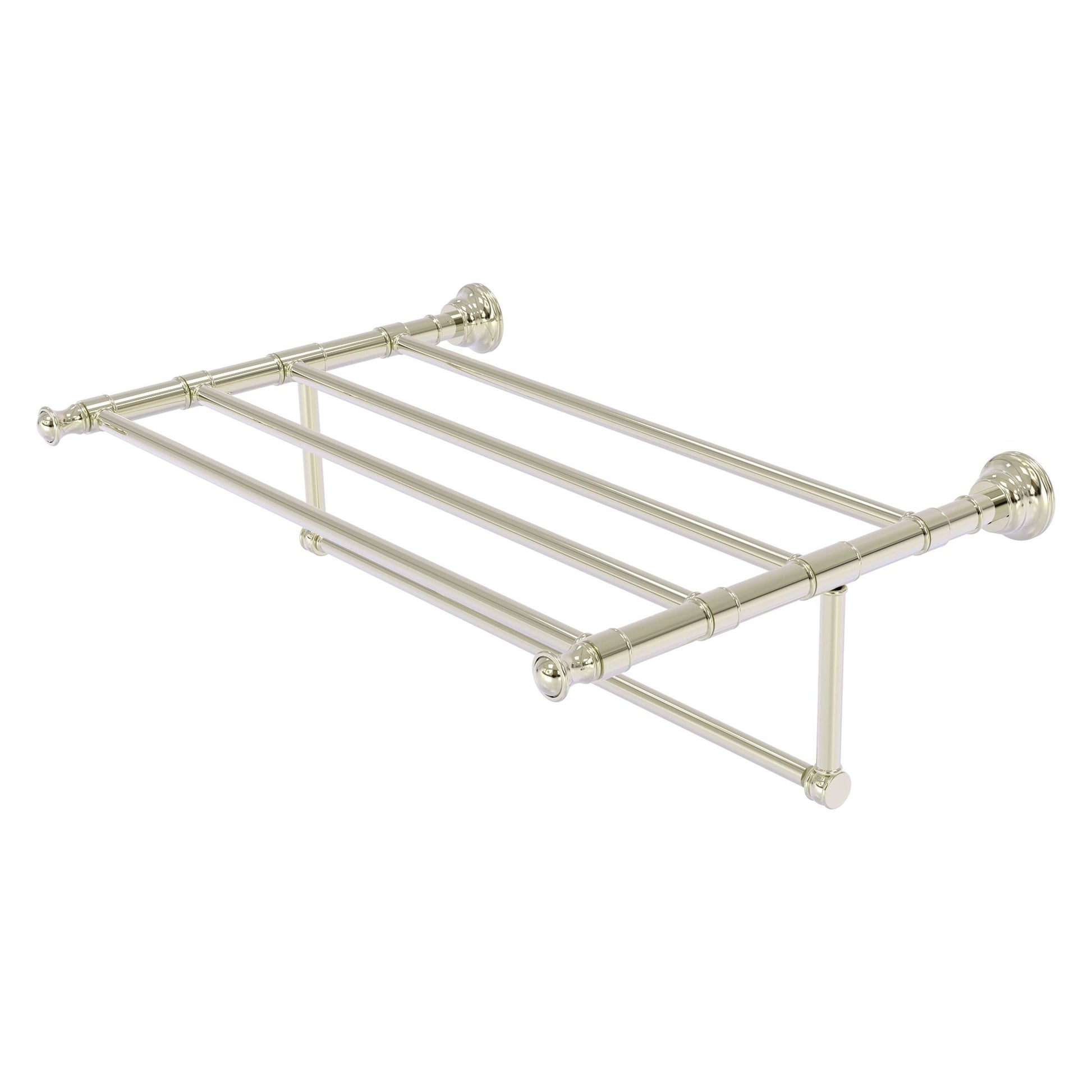 Allied Brass Carolina 26" x 13.7" Polished Nickel Solid Brass Towel Shelf With Integrated Towel Bar