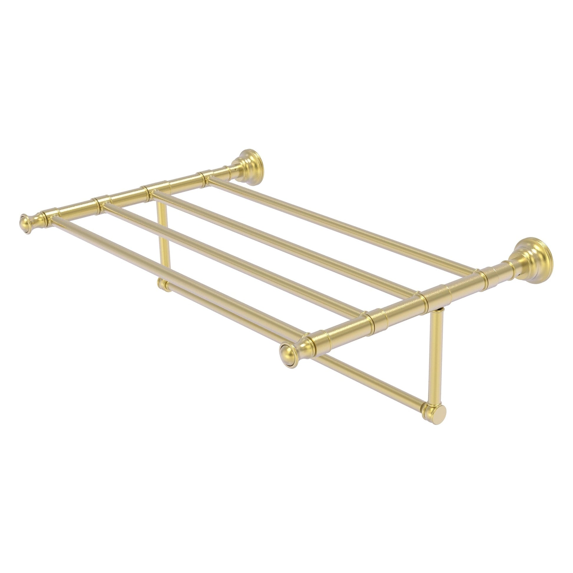 Allied Brass Carolina 26" x 13.7" Satin Brass Solid Brass Towel Shelf With Integrated Towel Bar