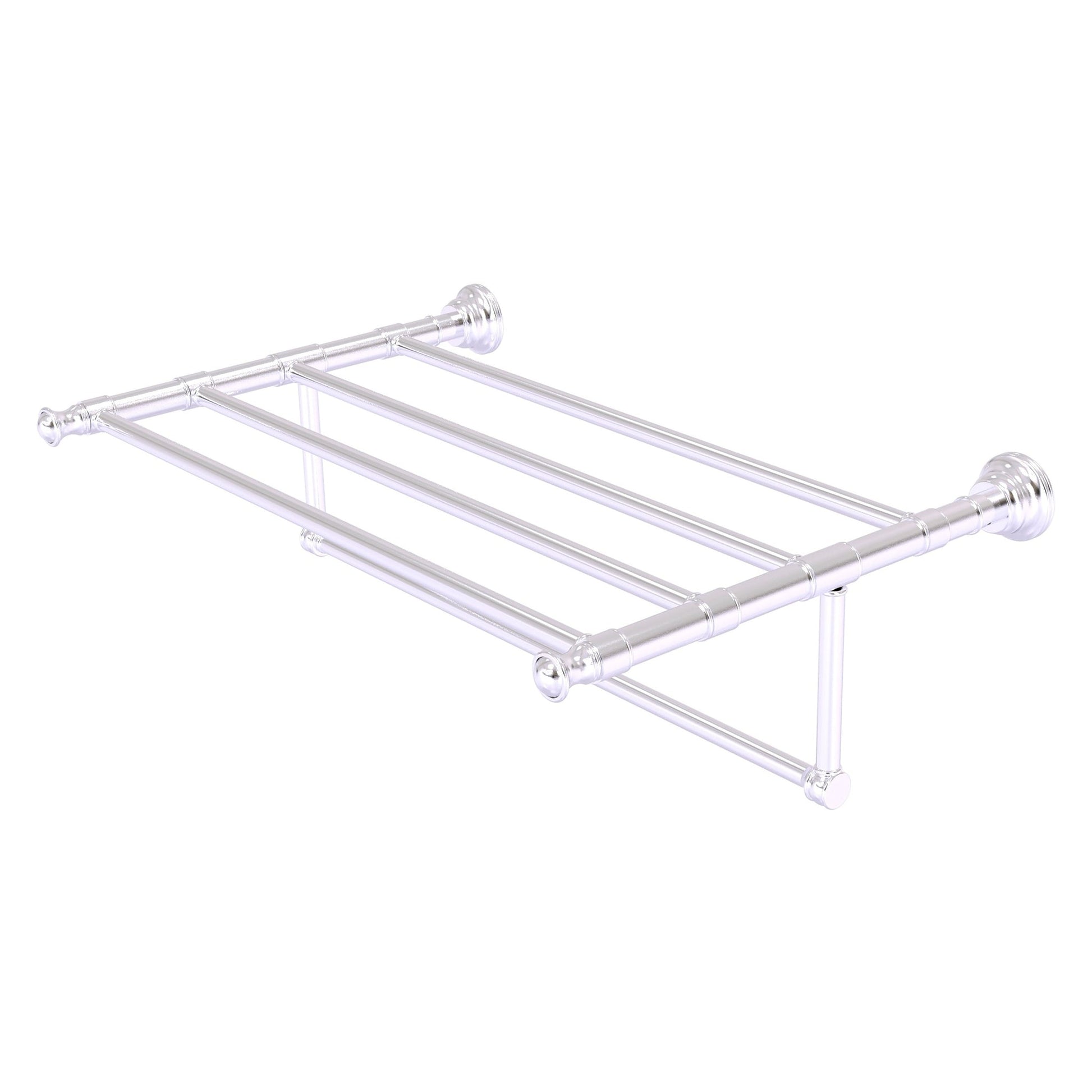 Allied Brass Carolina 26" x 13.7" Satin Chrome Solid Brass Towel Shelf With Integrated Towel Bar