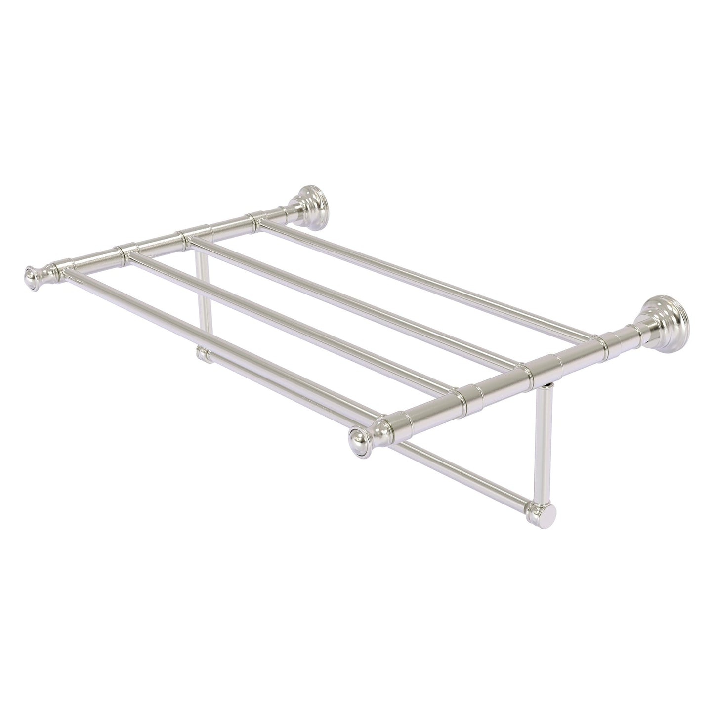 Allied Brass Carolina 26" x 13.7" Satin Nickel Solid Brass Towel Shelf With Integrated Towel Bar