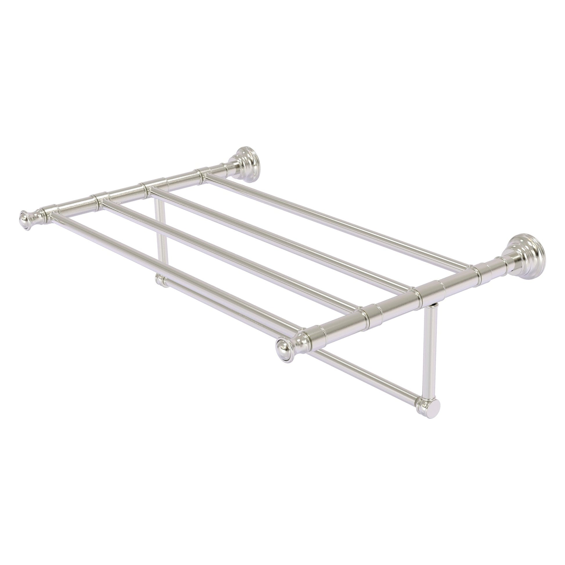 Allied Brass Carolina 26" x 13.7" Satin Nickel Solid Brass Towel Shelf With Integrated Towel Bar