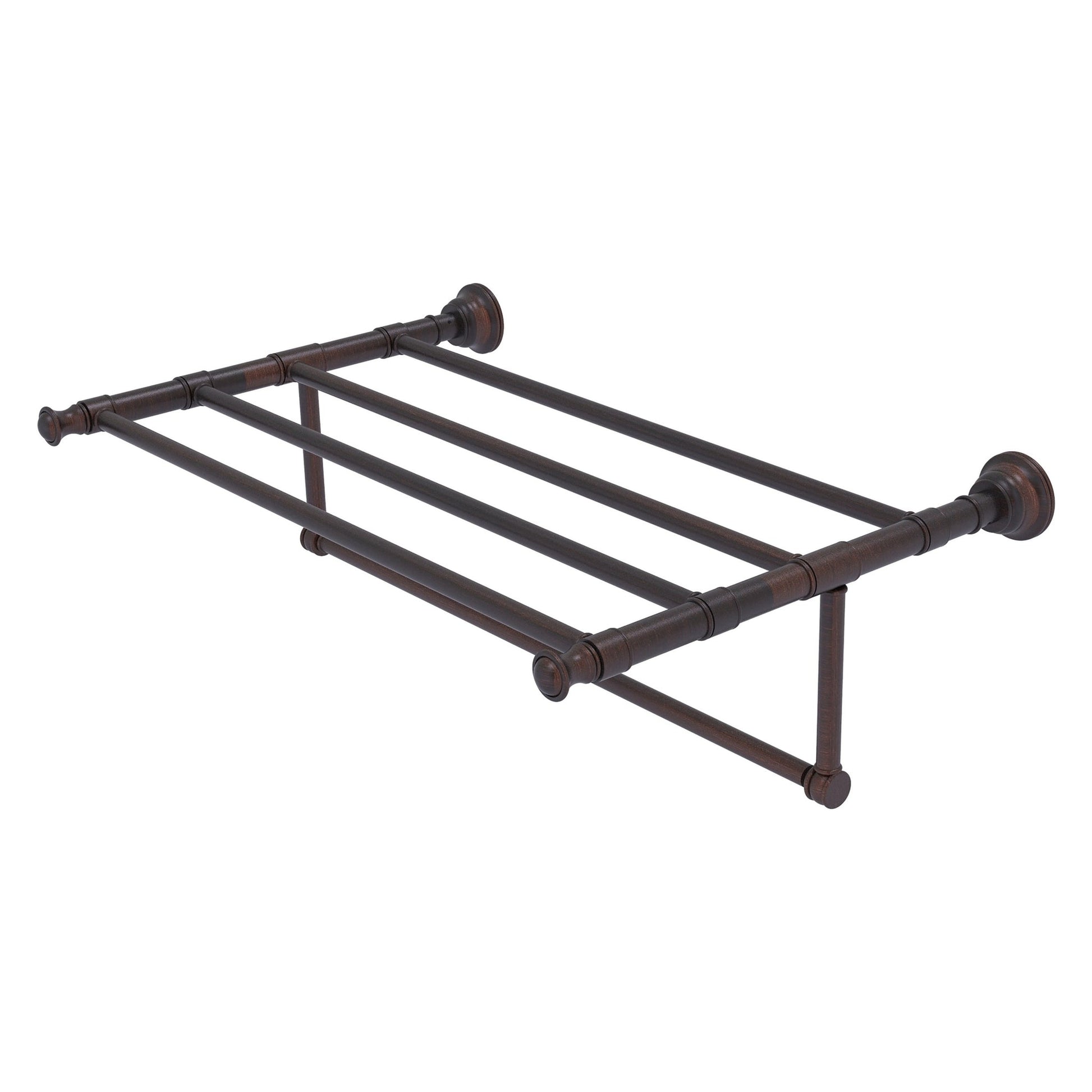 Allied Brass Carolina 26" x 13.7" Venetian Bronze Solid Brass Towel Shelf With Integrated Towel Bar