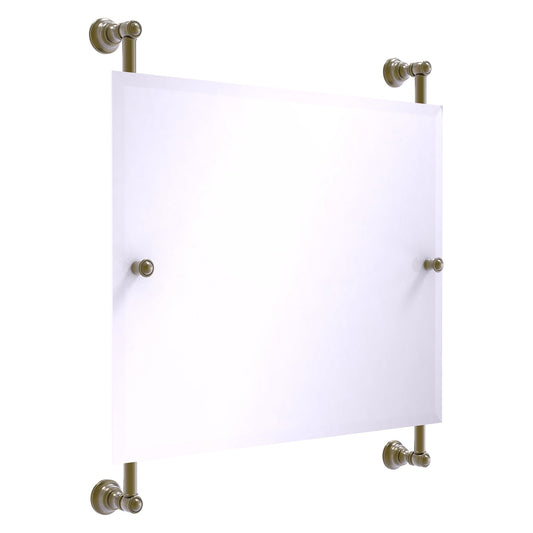 Allied Brass Carolina 26" x 4.4" Antique Brass Solid Brass Landscape Rectangular Frameless Rail-Mounted Mirror