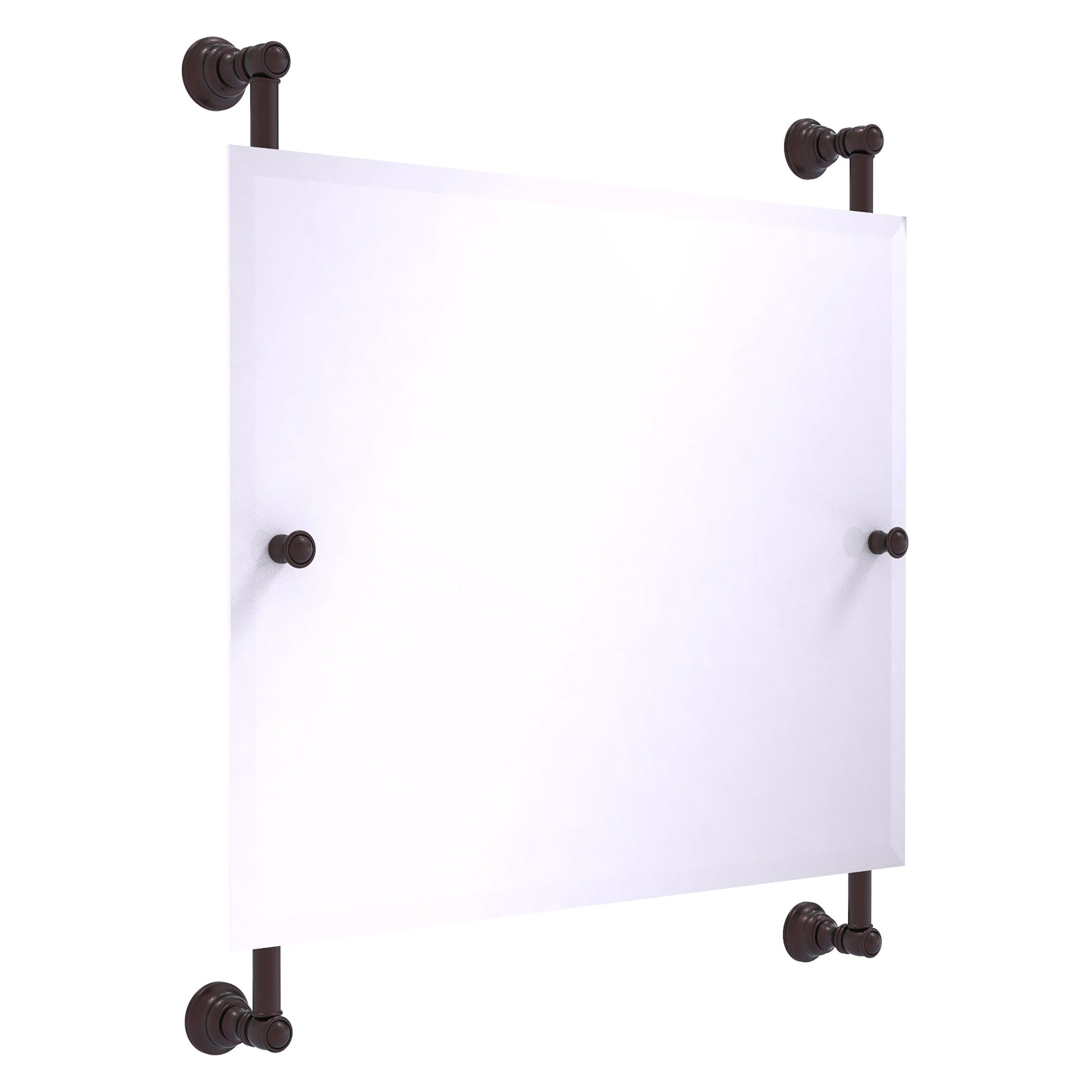 Allied Brass Carolina 26" x 4.4" Antique Bronze Solid Brass Landscape Rectangular Frameless Rail-Mounted Mirror