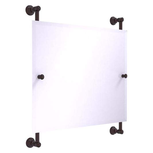 Allied Brass Carolina 26" x 4.4" Antique Bronze Solid Brass Landscape Rectangular Frameless Rail-Mounted Mirror