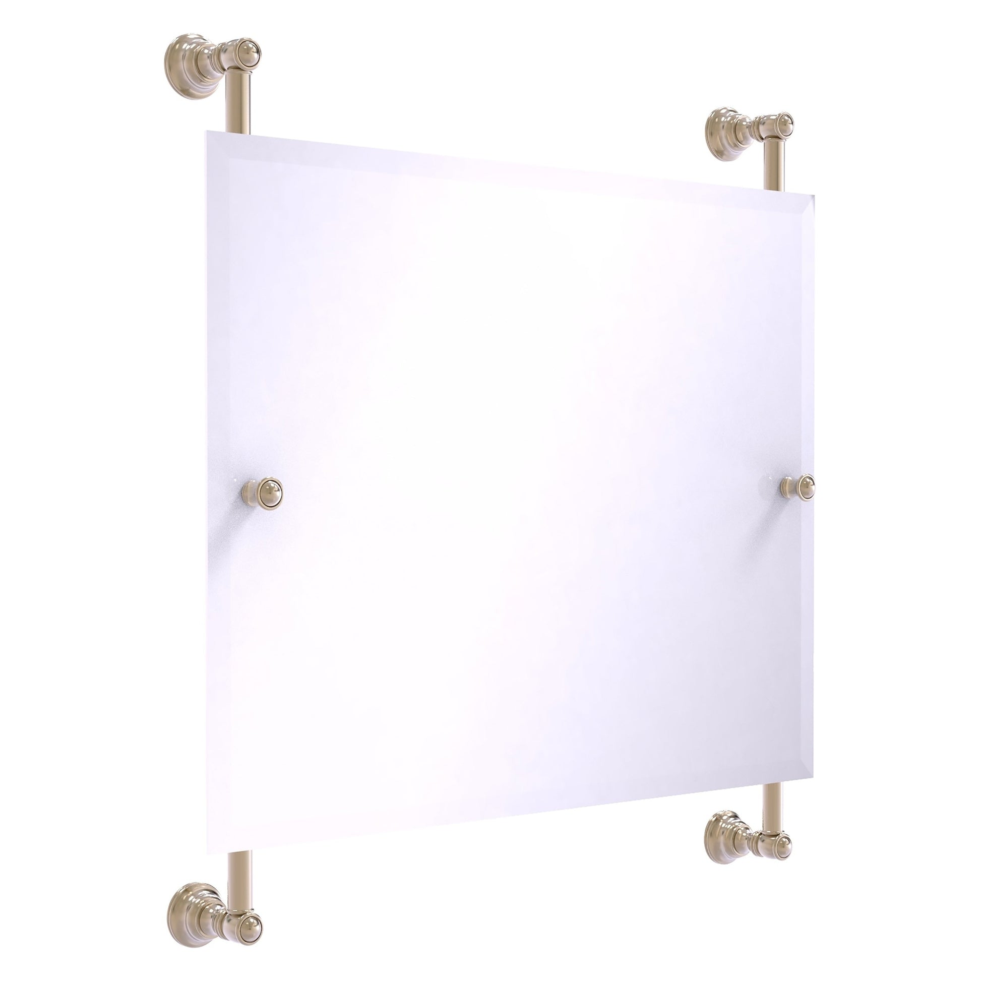 Allied Brass Carolina 26" x 4.4" Antique Pewter Solid Brass Landscape Rectangular Frameless Rail-Mounted Mirror